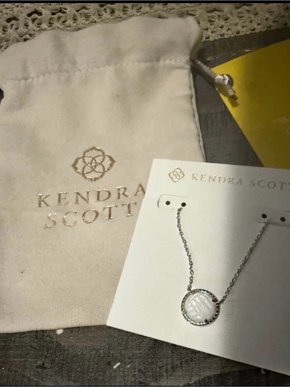 Kendra Scott Silver White Round Pendant Necklace